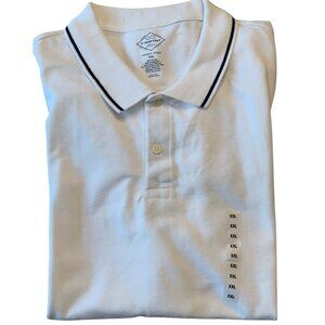 St. John's Bay Heritage Legacy Pique Polo Shirt Mens Short Sleeve-White XXL- NWT